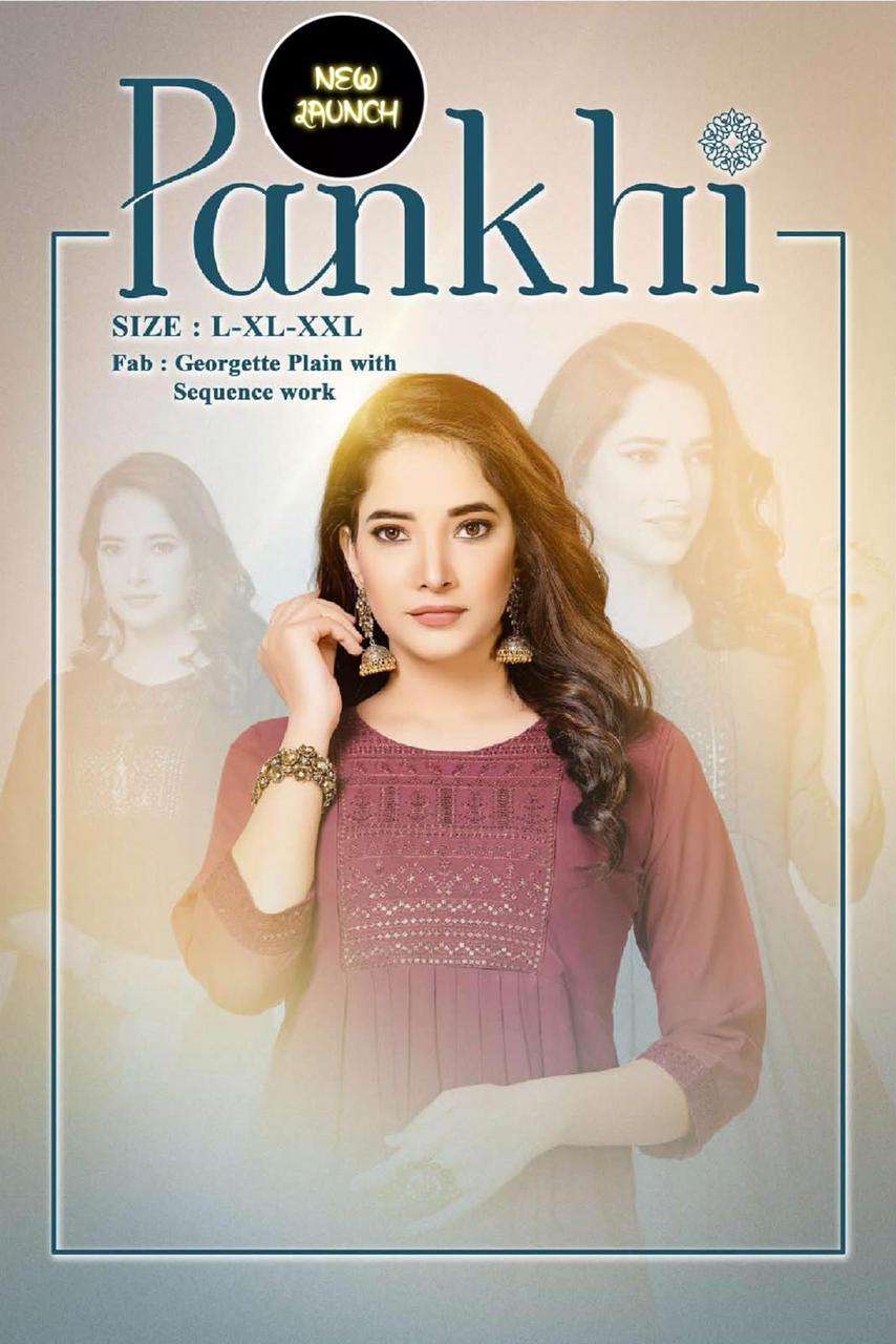 S3 Forever-Beauty Pankhi Vol-1 - Heavy Georgette Chiffon Embroidery Work Kurti-POSTER